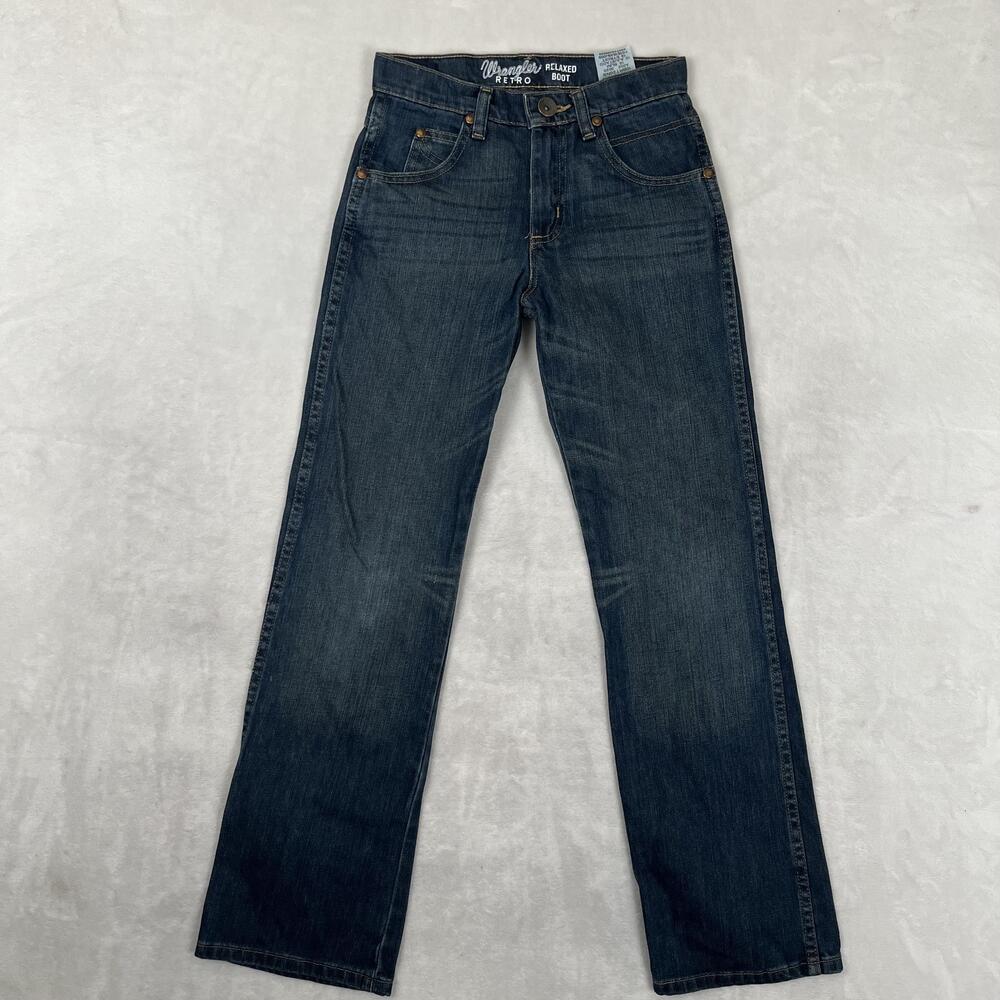 Wrangler Retro Relaxed Bootcut Jeans Boys 12 Slim Blue Denim Adjustable Waist
